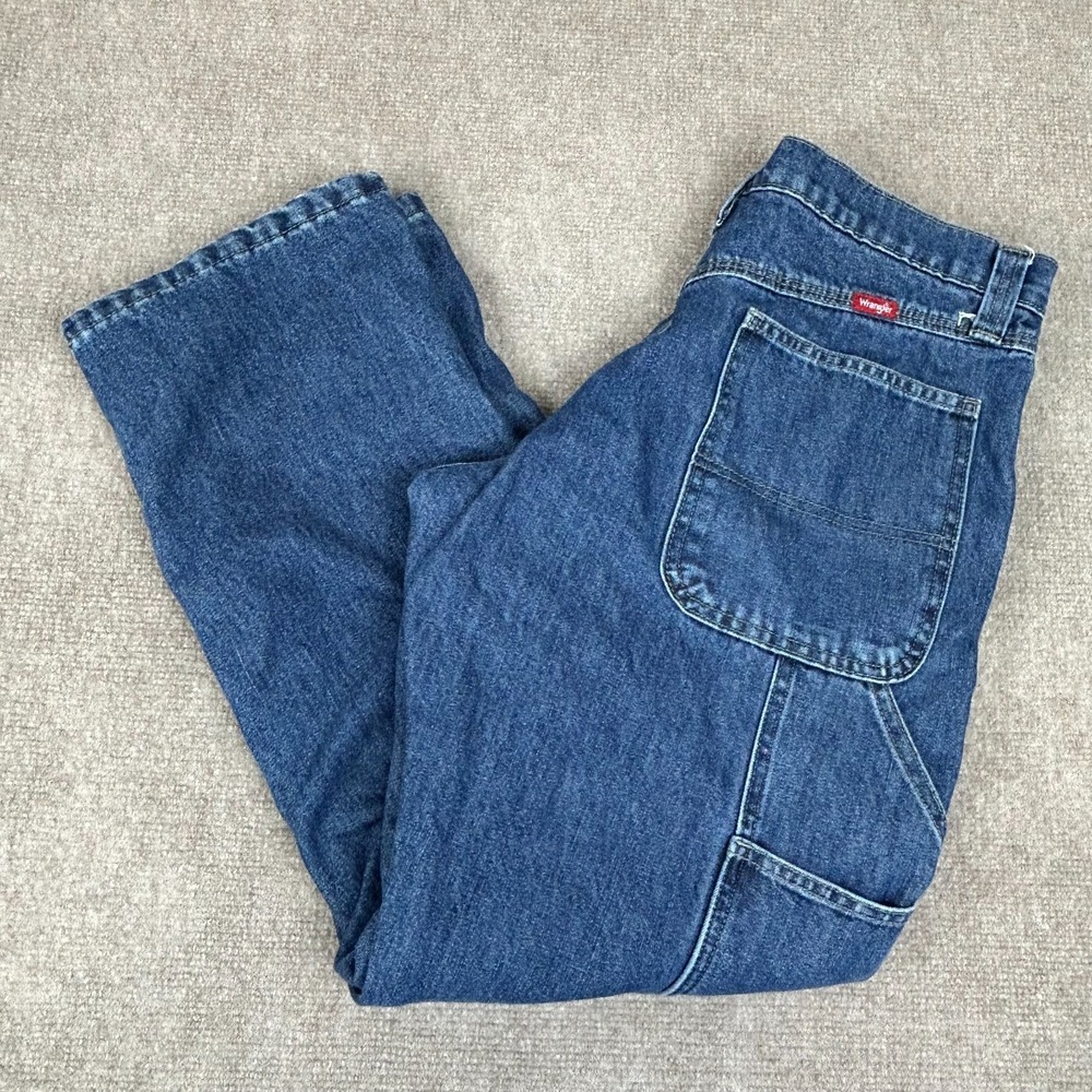 Wrangler Carpenter Jeans Men 30x30 Blue Cotton Fleece Lined Mid Rise Hammer Loop